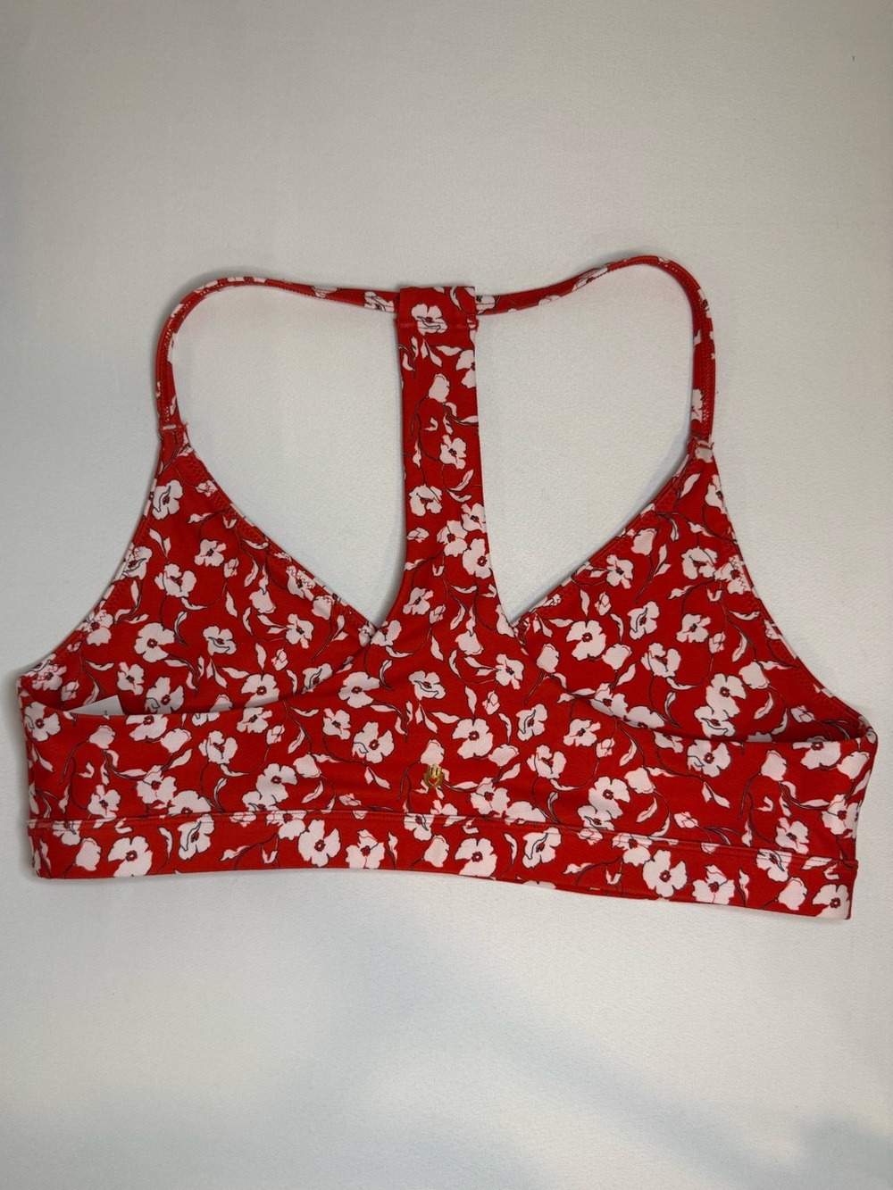 Spiritual Gangster Red and White Floral Racerback Sports Bra